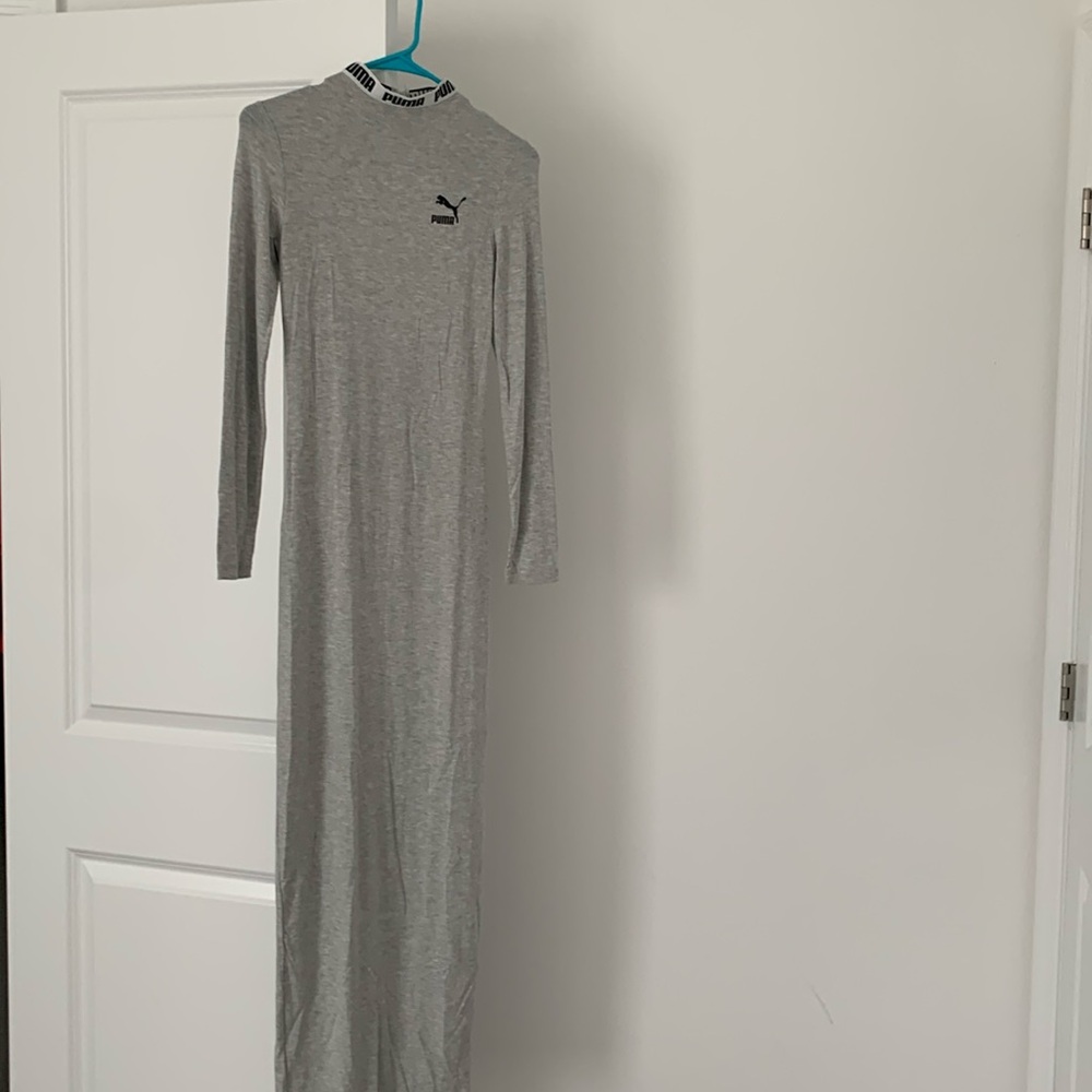 Elegant Gray puma Long Sleeve Dress